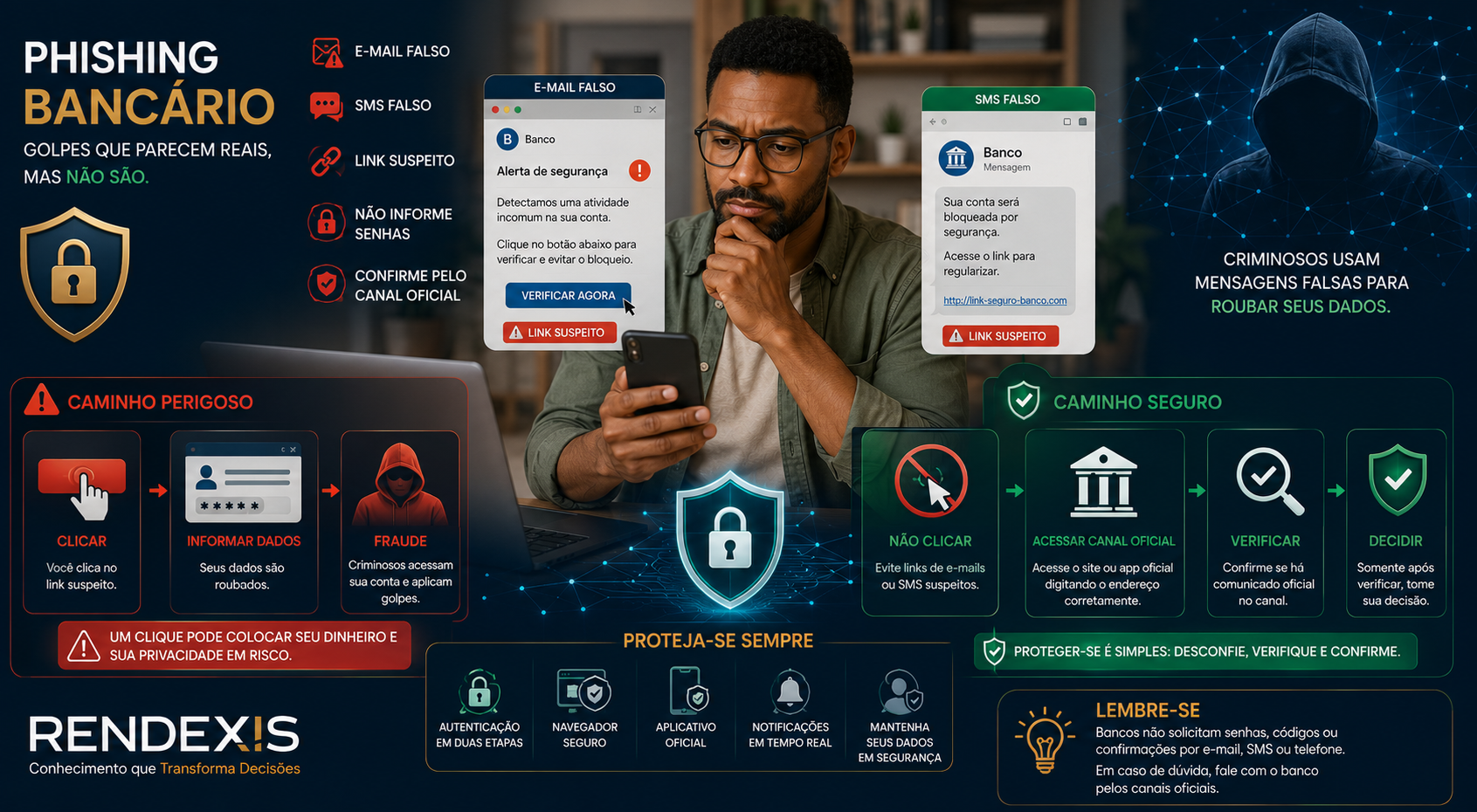 PHISHING BANCÁRIO: COMO RECONHECER UM E-MAIL OU SMS FALSO 1 Phishing bancário: como reconhecer e-mail ou SMS falso antes de clicar em links suspeitos.