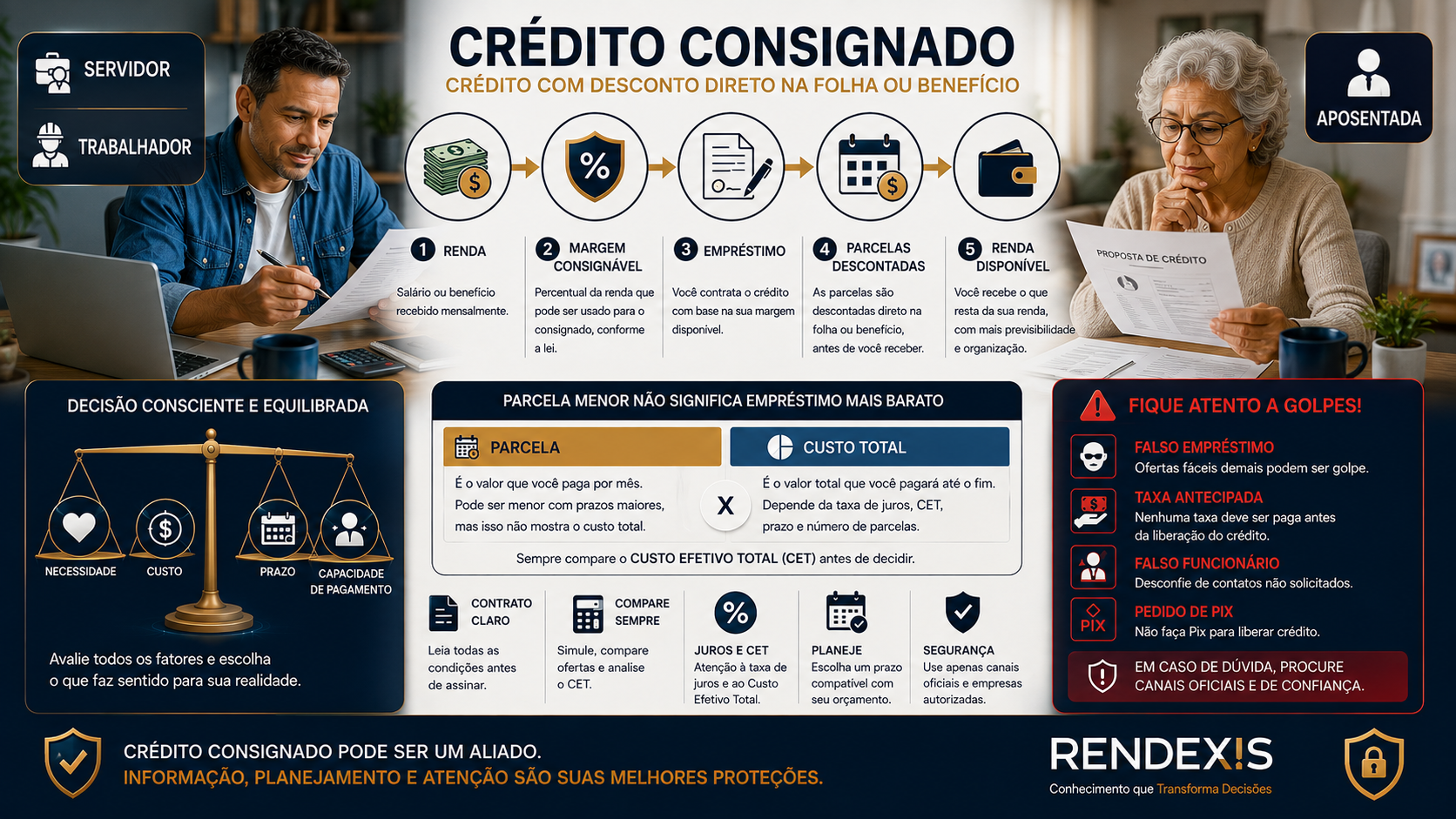 Crédito consignado: como funciona o desconto em folha, margem, custos e cuidados antes de contratar.