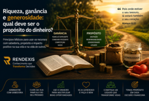 Pessoa analisando seu patrimônio financeiro ao lado de uma Bíblia, representando riqueza, propósito, responsabilidade e generosidade.