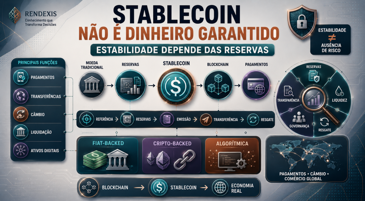 Stablecoin: como funciona, reservas, blockchain, pagamentos e riscos
