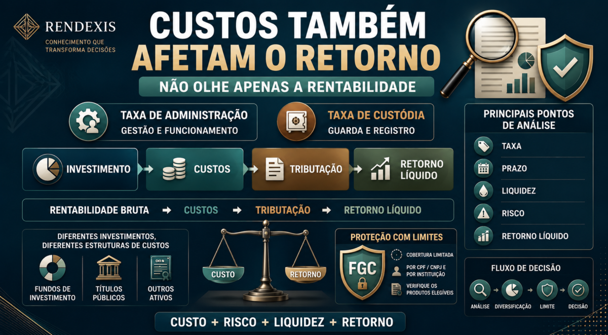 Taxa de administração e taxa de custódia: custos que afetam o retorno líquido dos investimentos
