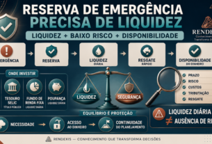 Aplicação com liquidez diária para reserva de emergência, mostrando liquidez, baixo risco, resgate e disponibilidade financeira