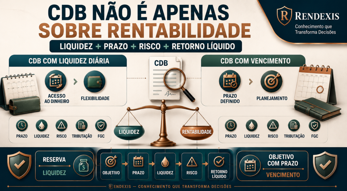 CDB com Liquidez Diária x CDB com Vencimento: Qual Escolher? 1 CDB com liquidez diária versus CDB com vencimento: comparação entre liquidez, prazo, risco e retorno líquido.