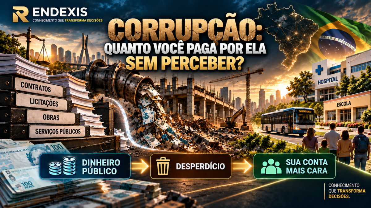 Custo da corrupção no Brasil representado por dinheiro público, contratos, licitações, desperdício de recursos e impactos econômicos sobre a sociedade.