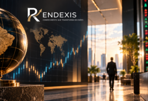 Abertura e Cenário dos Mercados RENDEXIS com bolsas globais, gráfico financeiro e panorama dos mercados.