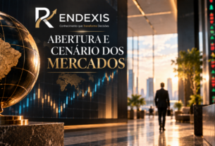 Abertura e Cenário dos Mercados RENDEXIS com gráficos financeiros, bolsas globais e indicadores do mercado.