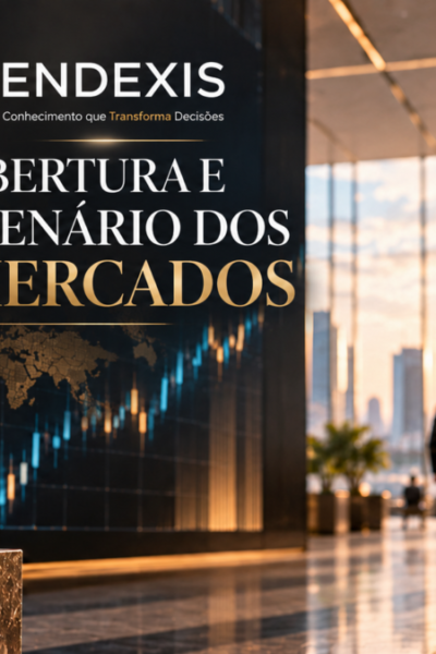 Abertura e Cenário dos Mercados RENDEXIS com gráficos financeiros, bolsas globais e indicadores do mercado.